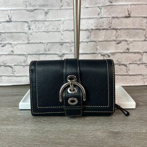 Vintage Coach All Leather Bifold Wallet in Black with Silver Tone Hardware!